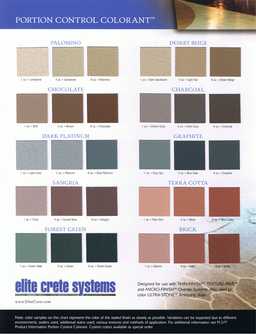 Elite Crete Color Chart