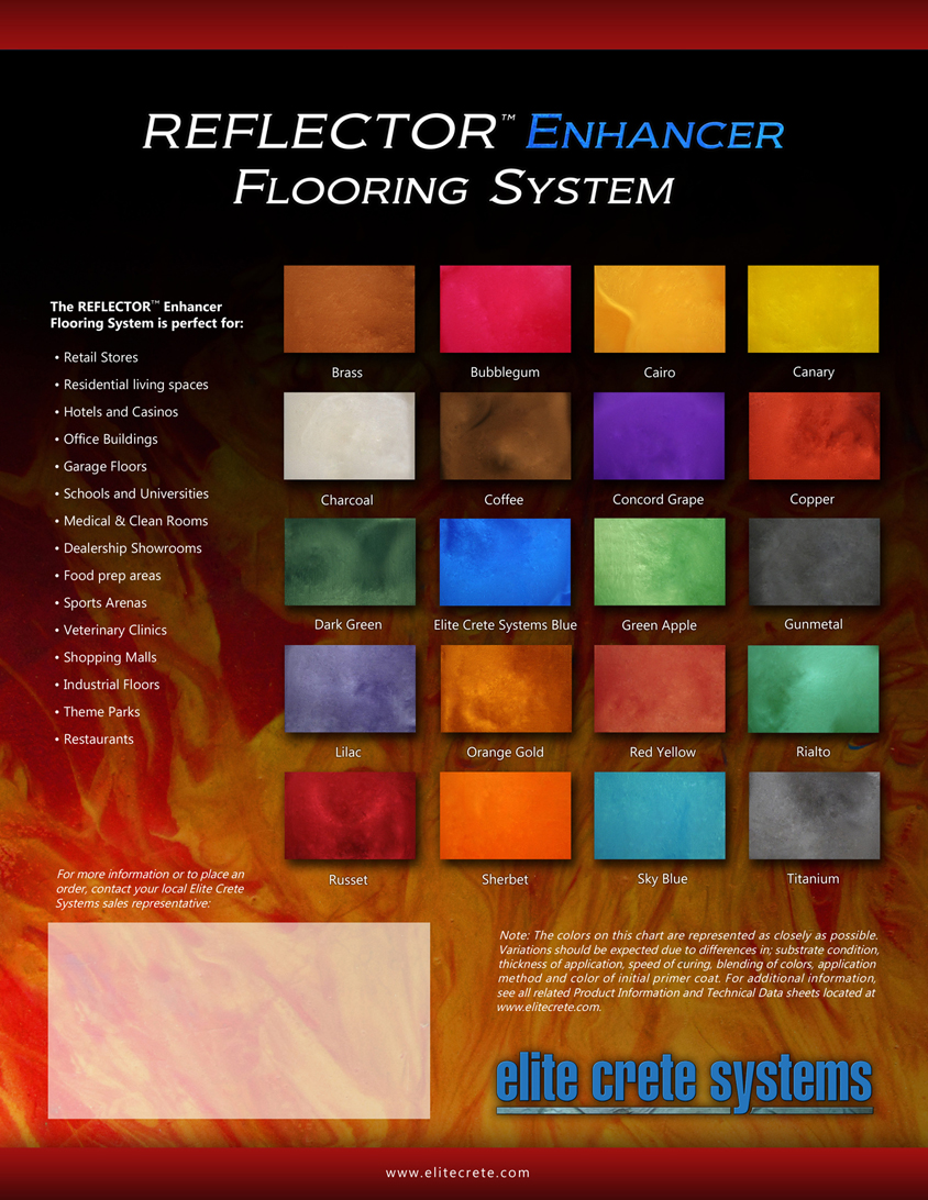 RFLECTOR™ Enhancer colour chart 