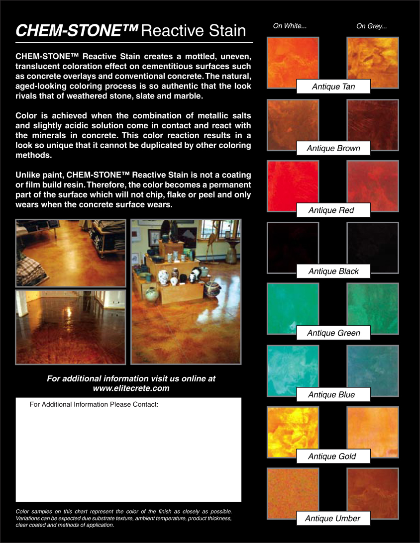 CHEM-STONE™ Reactive Stain Colour Chart