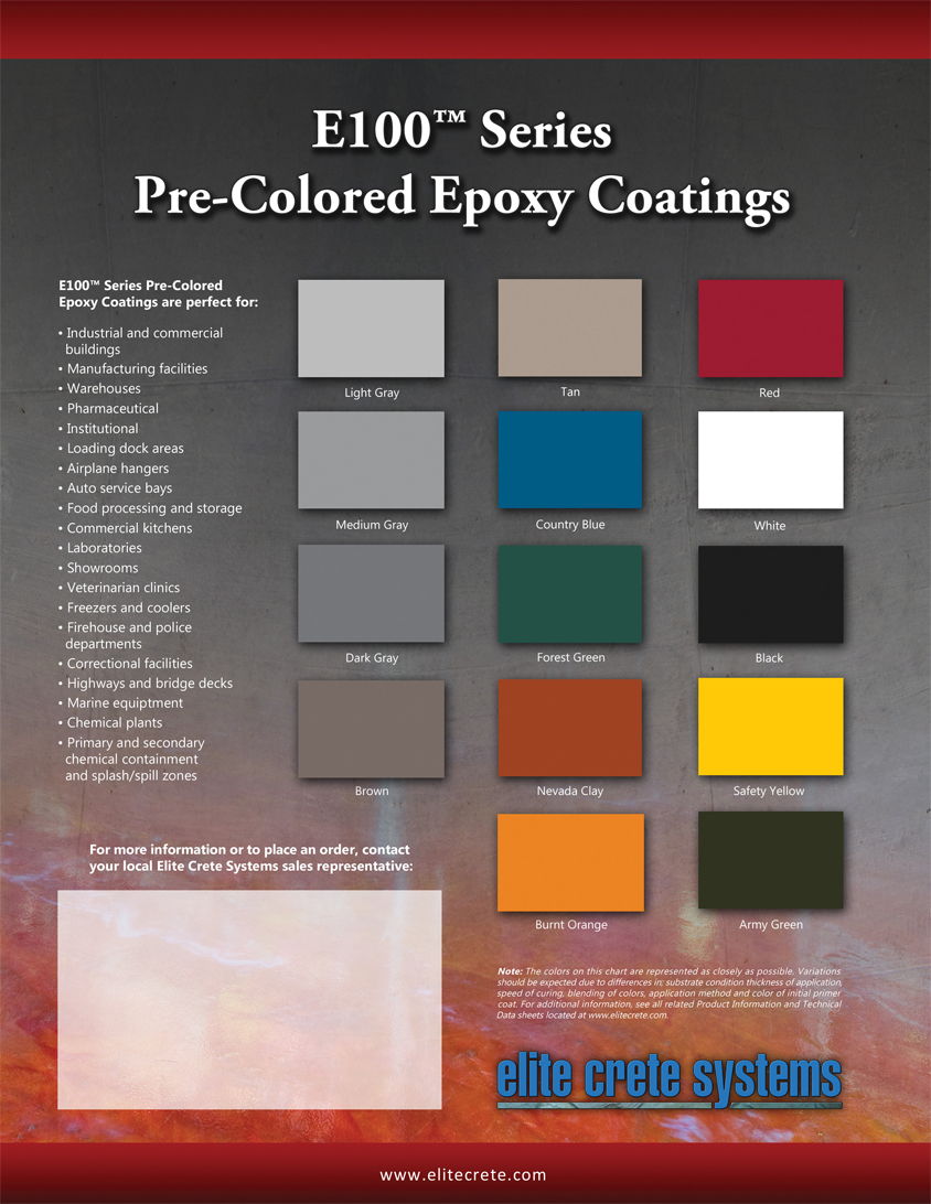 Epoxy Colour Chart